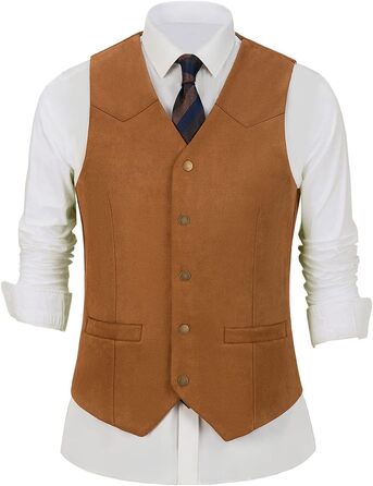 Костюм з велюру чоловічий Tuikayoo, жилет у стилі вестерн, коричневий, розмір L