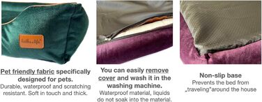 Софа для собак з велюру – знімний та пральний лежак з високими бортиками – для малих та великих собак (M (80x50x18 см), Сірий)