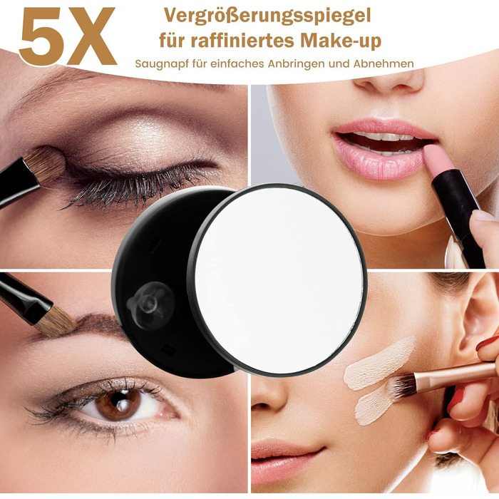 Дзеркало для макіяжу COSTWAY з підсвіткою, 3 режими світла, 5X збільшення, сенсорне керування, поворотне на 360°, 56x48 см