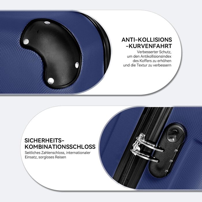 Набір валіз Beibye 2045 з трьох валіз-роликів, 3 шт. - набір валіз з твердим корпусом, 20 кольорів (Темно-зелений, Темно-синій)