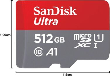 Карта пам'яті SanDisk Ultra microSDXC 512GB з адаптером, швидкість читання до 150 МБ/с для Android, смартфонів та планшетів