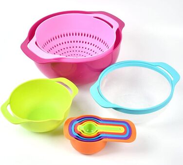 Sieb Salad Rainbow Bowl Cooking Kitchen Utensils Measuring Cup Measuring Spoon Measuring Bowl Baking 10 Piece/Set Kitchen Utensils