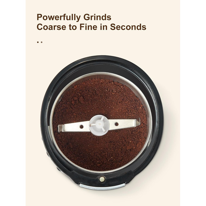 Електрична кавомолка Reemix, 100г, 2-в-1 (кава та спеції), з нержавіючої сталі, тиха, з щіткою та ложкою, чорна