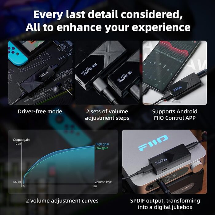 FiiO KA17 Портативний USB DAC Аудіо Hi-Fi Декодер, Dual ES9069Q PCM768 DSD512 3,5/4,4 мм Вихід для Android iOS Mac Win10 (Чорний)