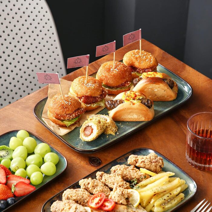 Набір тарілок Vancasso Stern (3 шт.) з кераміки: тарілки для їжі, десерту, випічки та сніданку, зелені