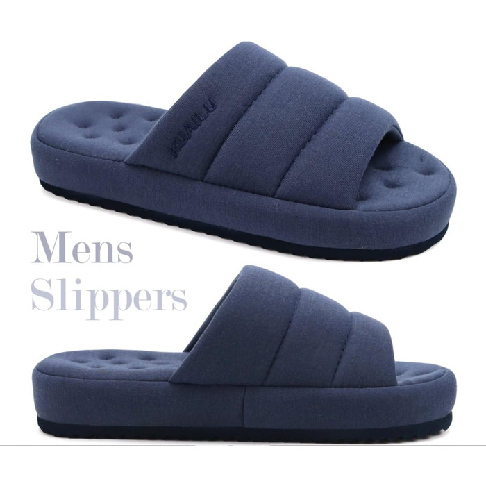 Чоловічі домашні тапочки KuaiLu, стильні, з плетінням, з м'якою устілкою з піною Memory Foam, для дому та вулиці, темно-синій, 44 EU
