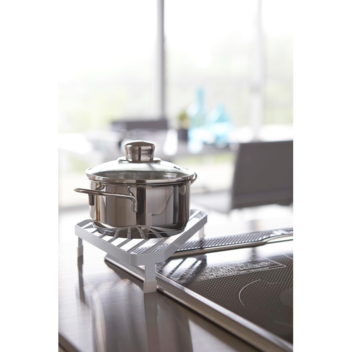 YAMAZAKI 2748 Tower Storage for the Kitchen Area, Minimalist Design, Steel, White, 22 x 22 x 5 cm (LxBxH)