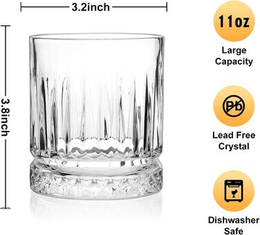 Набір склянок для віскі Cambareign 6 шт., 330 мл, Old Fashioned, скотч, бурбон, кришталь без свинцю