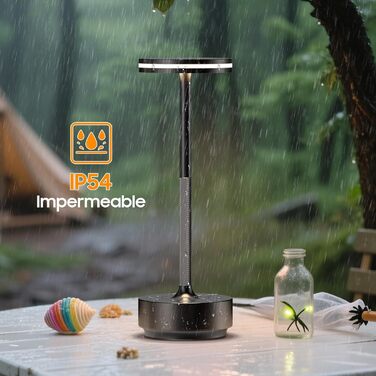 Світлодіодна настільна лампа Hapfish акумуляторна, бездротова, з димером, 5000mAh, 3 режими освітлення, водонепроникна IP54, для столу, вулиці, спальні - комплект 2 шт. Чорна