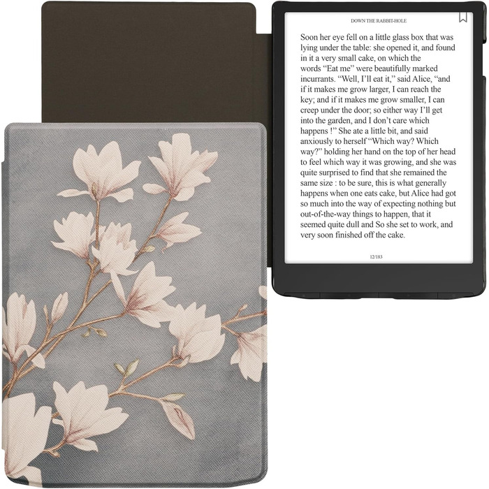 Чохол-книжка kwmobile для Pocketbook InkPad 4 / Color 3 / Color 2 / Vivlio InkPad 4 / InkPad Color 3 - Magnolien Taupe Weiß Blaugrau