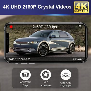 Відеореєстратор Fitcamx 4K UHD для Hyundai IONIQ 5 (2022-2024) SEL Limited з автозатемненням дзеркала, WiFi, нічна зйомка, G-сенсор, 64GB, Plug & Play