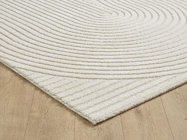 Килим Everest - сучасний коротковорсовий килим для вітальні та спальні з ефектом висоти-глибини, 3D ефект, висока щільність ворсу та приємна м'якість, дизайн Panglao, кремовий, 80 x 150 см