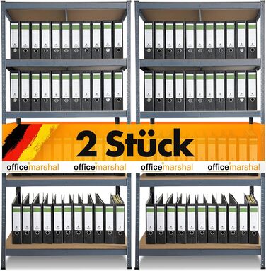 OfficeMarshal Heavy-Duty Shelving Unit - Lakota (200 x 100 x 50 cm, Grey)