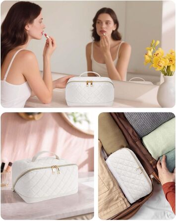 Косметичка для подорожей Wandering Nature для жінок: велика, водонепроникна, з відділенням для пензликів (Beige)