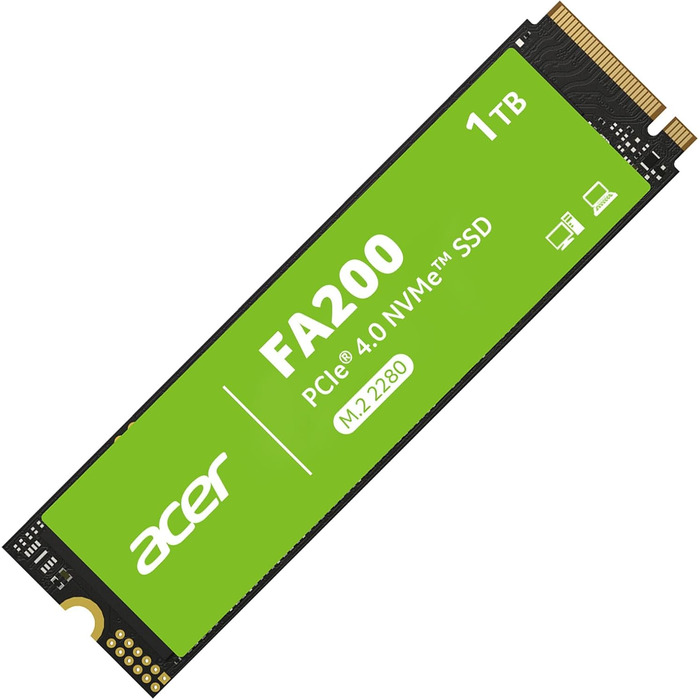 SSD Acer FA200 1TB PCIe 4.0 NVMe - Швидкий накопичувач для ПК, ноутбука, PS5 (Gen4)