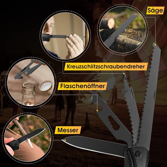 Camping Axe Hatchet, Outdoor Survival Multitool Small Axe, Aluminum Handle 15-in-1 Multifunction Tool with Hammer Saw Knife, mini tool - Gifts for Men