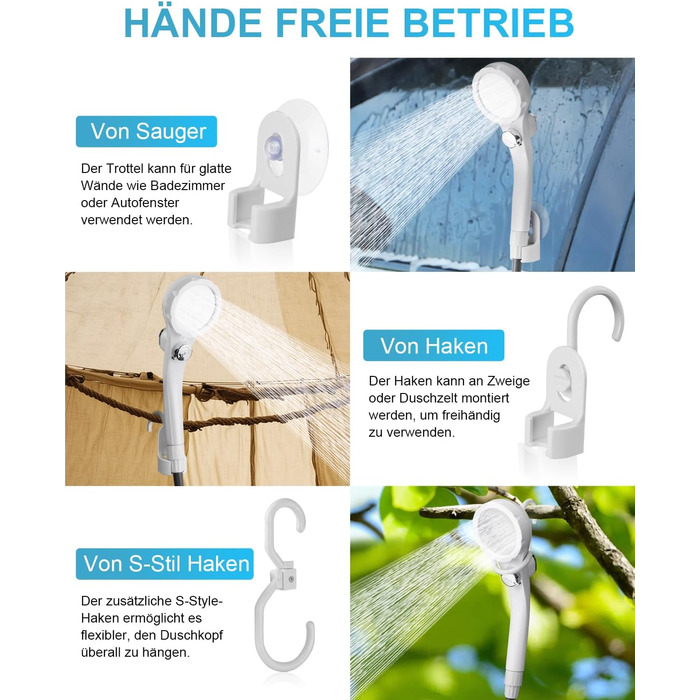 AUTOPkio Camping Shower with Battery, 12V 24V Portable Outdoor Camp Shower Set 4500mAh Rechargeable with Pump for RV, Travel, Car Washing