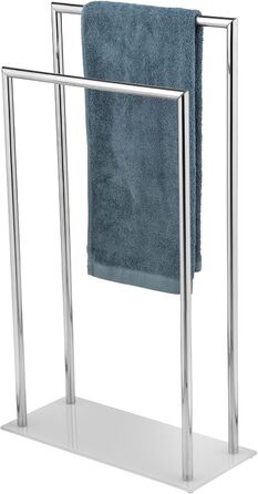 WENKO Style Towel Rail with 2 Bars, Heavy Glass Base, Glossy