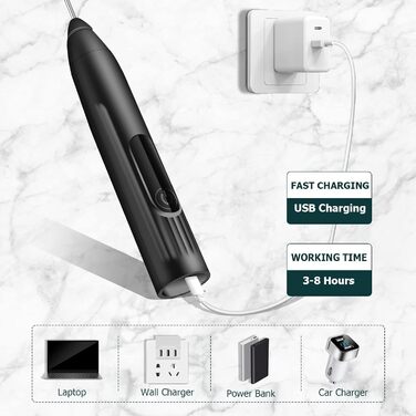 Електричний піногасник для молока USB, перезаряджуваний, нержавіюча сталь, 3 швидкості, для кави, капучино, лате, гарячого шоколаду (Чорний)