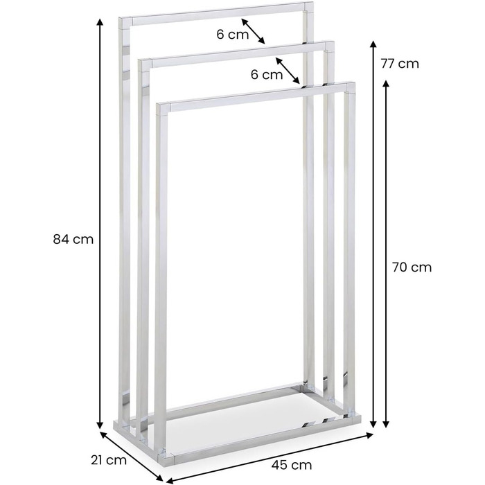 Підставка для рушників KUNO, хром - самостійна підставка для рушників з 3 полицями, металева