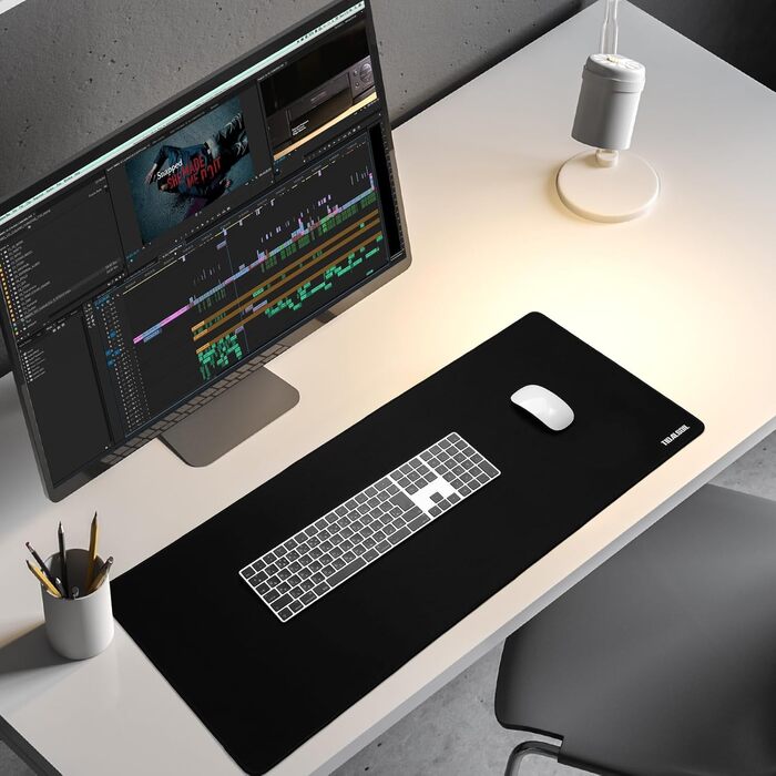 Килимок для миші геймерський XXL 900x400 мм, чорний, з гумовою основою - килимок для ігор та офісу, довговічний, з бортиком