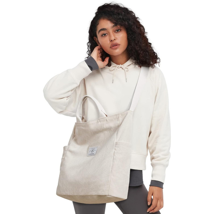 Сумка KALIDI Cord Shopper жіноча, велика, для школи, роботи, повсякденного використання, біла