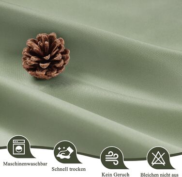 Штора для душу EurCross 180x200 см, водонепроникна, текстильна, зелена, з кільцями (1 шт)