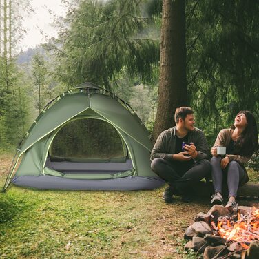 Outsunny Camping Tent Double Tent for 2 Adults + 1 Child, Waterproof, 4-Season, 210x210x140cm, ideal for outdoor adventures