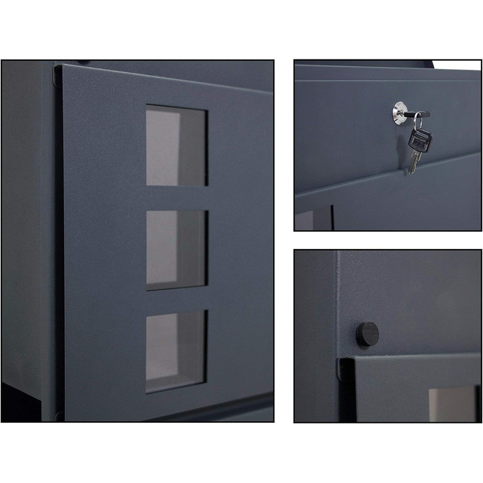 Поштовий ящик настінний дизайнерський антрацит RAL 7016 з газетницею, захищений від погодних умов, порошкове покриття