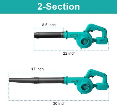 Акумуляторний повітродув сумісний з Makita 18V, для чищення ПК, прибирання снігу та листя