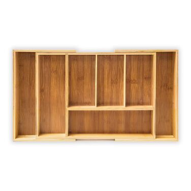 Relaxdays Bamboo Cutlery Box Adjustable XL