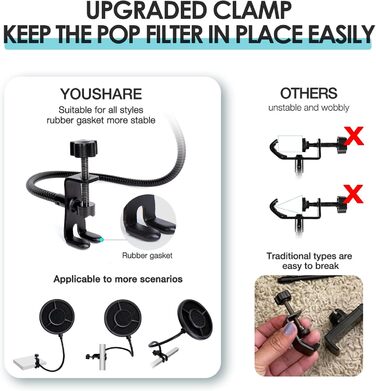 FIFINE K688 Тримач для мікрофона на підставці – кріплення для мікрофона з гнучким регулюванням, сумісний з FIFINE XLR/USB мікрофонами, з кабелеутримувачами, для запису звуку