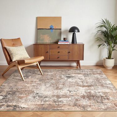 BEIMO Килим для вітальні, абстрактний дизайн, короткий ворс, 120x170 см, антиковзаючі, для спальні, ванної кімнати, їдальні, коридору, бежевий