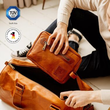 Шкіряна косметичка для подорожей Berliner Bags Vintage Paul, універсальна сумка для аксесуарів (2 відділення), коричнева