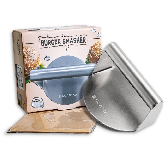 Прес для смаш-бургерів із нержавіючої сталі 304, професійний чавунний сквашер для гриля та кухні, комплект з 60 аркушами пергаменту, підходить для посудомийки