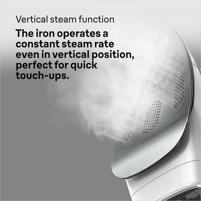 Braun TexStyle 7 Pro Steam Iron SI 7149 WB - Iron with Freeglide 3D Soleplate, Vertical Steam, 2900 Watt, White/Black Black/White