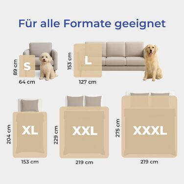 Водонепроникний коврик для собак Dreamzie 63x88 см - для дивана та ліжка - зворотний коврик з Sherpa-флісу - можна прати (Бежевий, L (127 x 152 см))