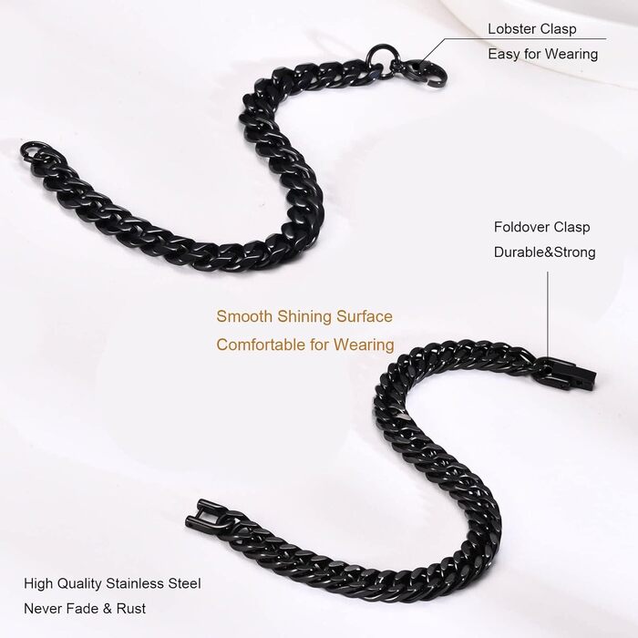 Чоловічий браслет TempBeau: браслет на руку з нержавіючої сталі, панцерна ланцюг, стильний аксесуар для чоловіків, 19-21 см, подарунок для тата/друга