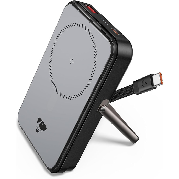 Портативний зарядний акумулятор Powerbank MagSafe 10000mAh з бездротовою зарядкою, USB-C, для iPhone, AirPods (Чорний)