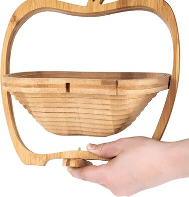 Кошик для фруктів Dimono® з бамбука, складаний, 3 в 1: кошик для фруктів, овочів та підставка під горщик, з дощечкою для нарізання, дизайн 