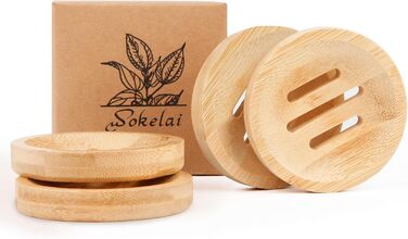 Набір мильниць з бамбука (4 шт.) для душу та ванни. Круглі дерев'яні підставки для мила, шампуню та кондиціонера. Самостійно висувні, підходять для кухні та ванної кімнати.