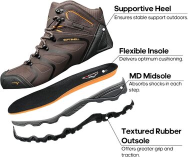 Чоловічі туристичні черевики NORTIV 8: водонепроникні трекінгові черевики для хайкінгу та альпінізму, колір: коричневий/чорний, розмір EU 42