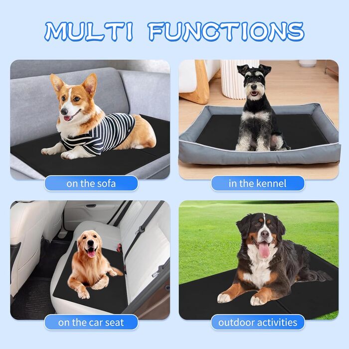 Килимок охолоджуючий для собак та котів, самоохолоджуючий, 65x50 см, чорний