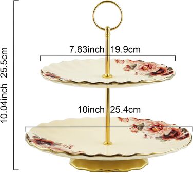 Стійка для тортів та випічки Fanquare з кераміки, золота, 2 яруси