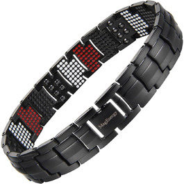 Браслет чоловічий MagEnergy з міді та магнітами – 3 шт., регульований, чорний