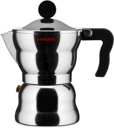 Еспресо-кавомашина Alessi AAM33/6 Design - 3 чашки, алюмінієвий корпус, термопластик, срібна