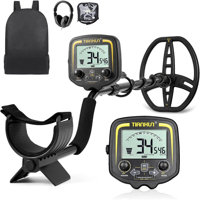 Металдетектор 13''/33см Profi з великою водонепроникною двокотушковою пошуковою котушкою, високою чутливістю та функцією Pinpointer, для пошуку золота, для дорослих з LCD-дисплеєм (Сірий)