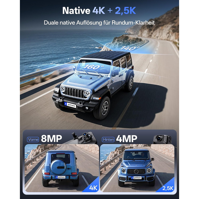 Відеореєстратор-дзеркало Pelsee S12 Native 4K + 2.5K, 12