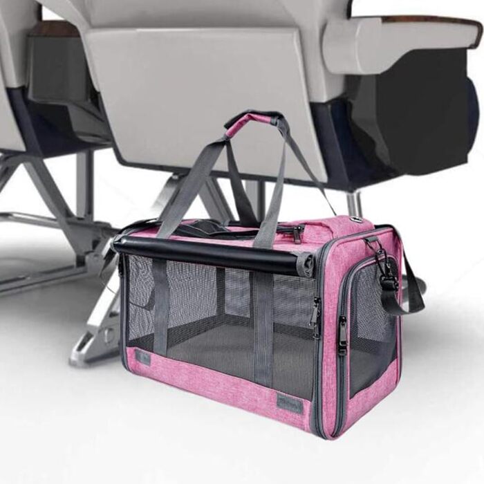 Транспортна переноска для собак та котів, складана, рожева, 46x46x30 см