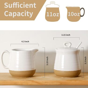 Hasense Ceramic Sugar and Milk Pitcher Set - White Coffee Tea Service for Wedding Gift & Home Decor